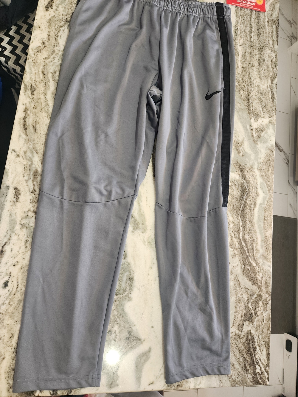Nike Men’s Grey Track Pants with Black Stripe